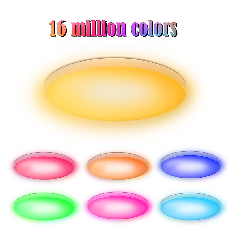 Smart Ceiling Light Fixture 12Inch 30W RGB Color Changing Bluetooth WiFi App Control 2700K-6500K Dimmable Sync with Music Compatible with Alexa Google Home3