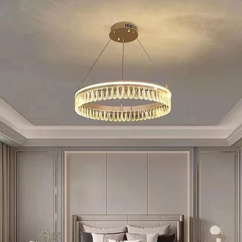 New Crystal Living Room Chandelier Modern Simple Circular Master Bedroom Lamp Creative Dining Room Lamp3