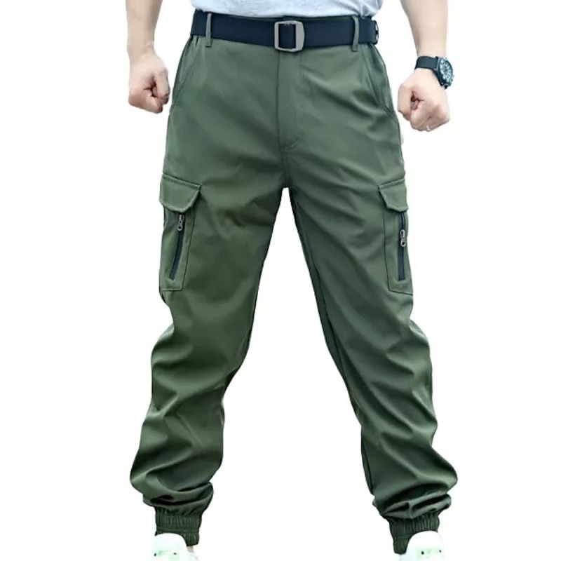 Men's Tactical Cargo Pants Work Pants Stretch Wear-resistant trousers with multi pocket spring and autumn sports  outdoor elastic cuff joggers casual overalls camouflage pants without belt4