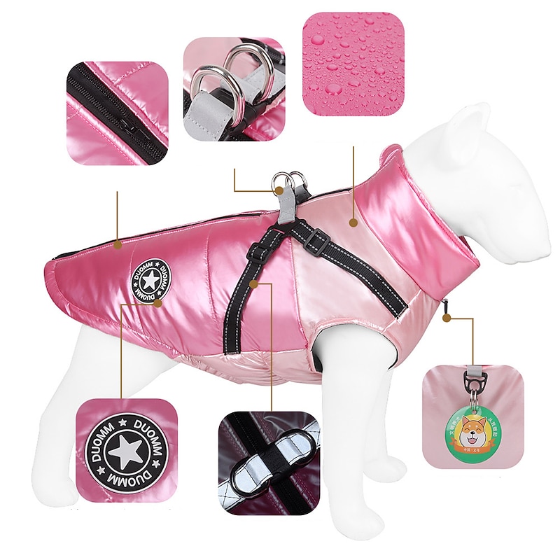 Dog Cat Coat Jacket Vest Fashion Leisure Winter Reflective Waterproof Warm Breathable Soft Outdoor Casual Daily Walking Dog Clothing for Bichon Frise Pomeranian Baby Pet Papillon Small2