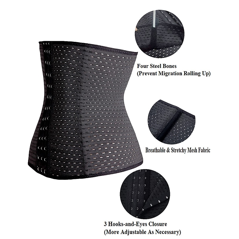 Women's Waist Trainer Shapewears Tummy Control Push Up Front Close Office Yoga Running Gym Plus Size Sport Breathable Solid Color Hook & Eye Home Outfits4