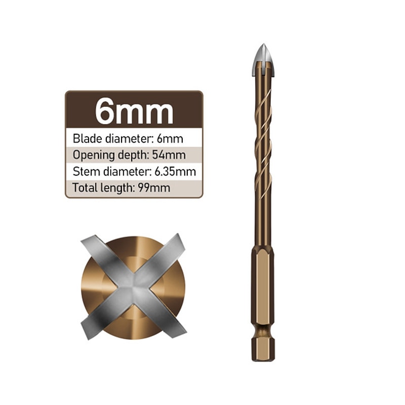 Cross Hexagon Tile Glass Cement Metal Ceramic Wood Plastic Hole Saw Triangle Alloy Drill Bit Size  6mm 8mm 10mm 12mm4