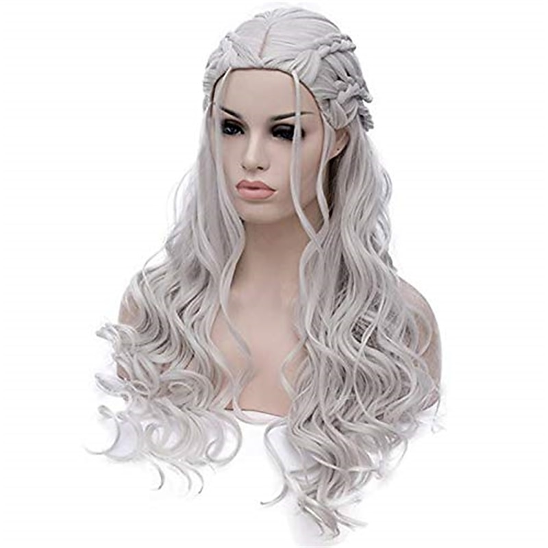 Daenerys Targaryen Wigs Silver Wigs for Women Wig Long Braided Hair Wigs for Party Halloween Wigs4