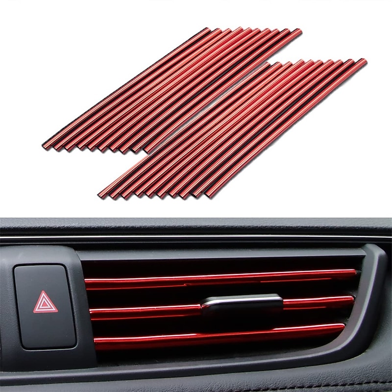 Car Air Conditioner Trim Strip for Vent Outlet 20 Pieces Car Accessories Bling Interior for Men Women Truck Decor Air Vent Outlet Decoration Strip Universal Waterproof Bendable DIY U Shape