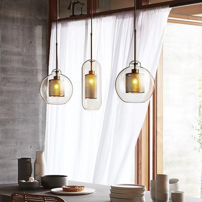 30 cm Single Design Pendant Light LED Modern Nordic Style Glass Cylinder Electroplated Lsland Lights Shops / Cafes Dining Room Lights Gift for Family Friends 110-120V 220-240V3