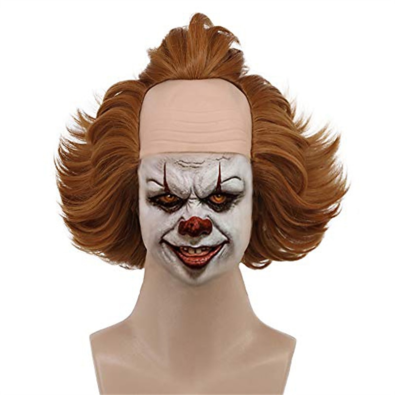 Short Fluffy Brown Curly Horror Pennywise Wig  Cosplay Wig  Anime Wig Halloween Wigs