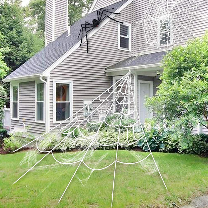 Halloween Spider Web Luminous Triangle Net Halloween Outdoor Decoration Props Simulation Big Tricky Toy Wholesale