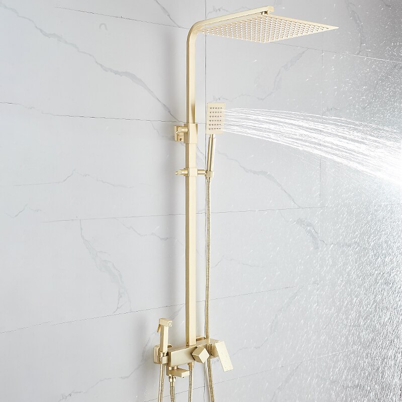 Shower Faucet,Shower System Rainfall Shower Head System Body Jet Massage Set - Handshower Included pullout Rainfall Shower Antique Vintage Style Nickel Brushed Mount Inside Ceramic Valve3