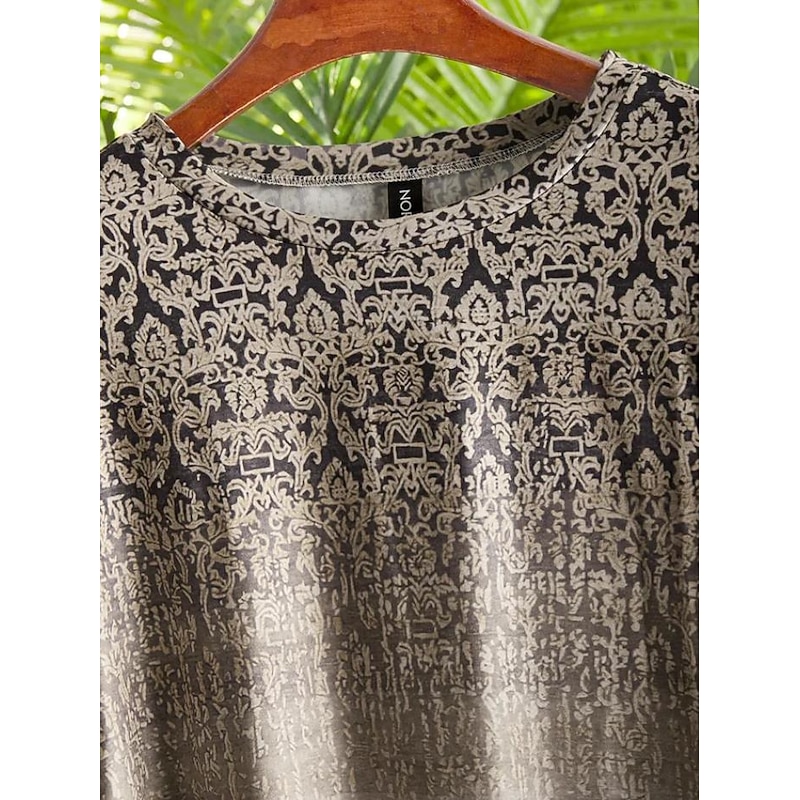 Women's T shirt Long Sleeve Crew Neck Long Sleeve Tunic Streetwear Casual Print Regular Tops Round Neck Daily Weekend Blue Purple Green Khaki Spring Fall Prefall2