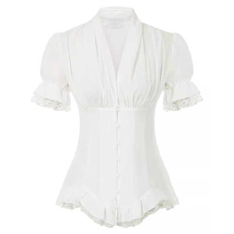 Rococo Victorian Medieval Blouse / Shirt Corset Viking Maria Antonietta Elven Lace Fancy Dress Women's Pirate Royal Steampunk Halloween Carnival Masquerade Performance Adults' Blouse4