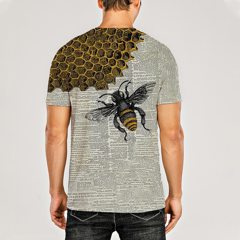 Men's Bee Graphic Prints Shirt T Shirt Tee Short Sleeve T shirt 3D Print Round Neck Shirt Designer Casual Big and Tall Daily Holiday Yellow Blue Green Summer Clothing Apparel S M L XL XXL 3XL 4XL2