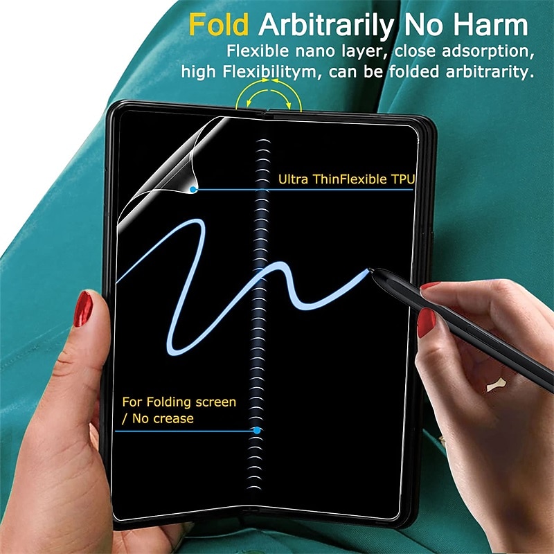 3 Sets Screen Protector + Camera Lens Protector For Samsung Galaxy Z Fold 7 Z Fold 6 Z Fold 5 Z Fold 4 Z Fold 3 TPU Hydrogel 9H Hardness Self-healing Anti-Fingerprint High Definition 3D Touch3