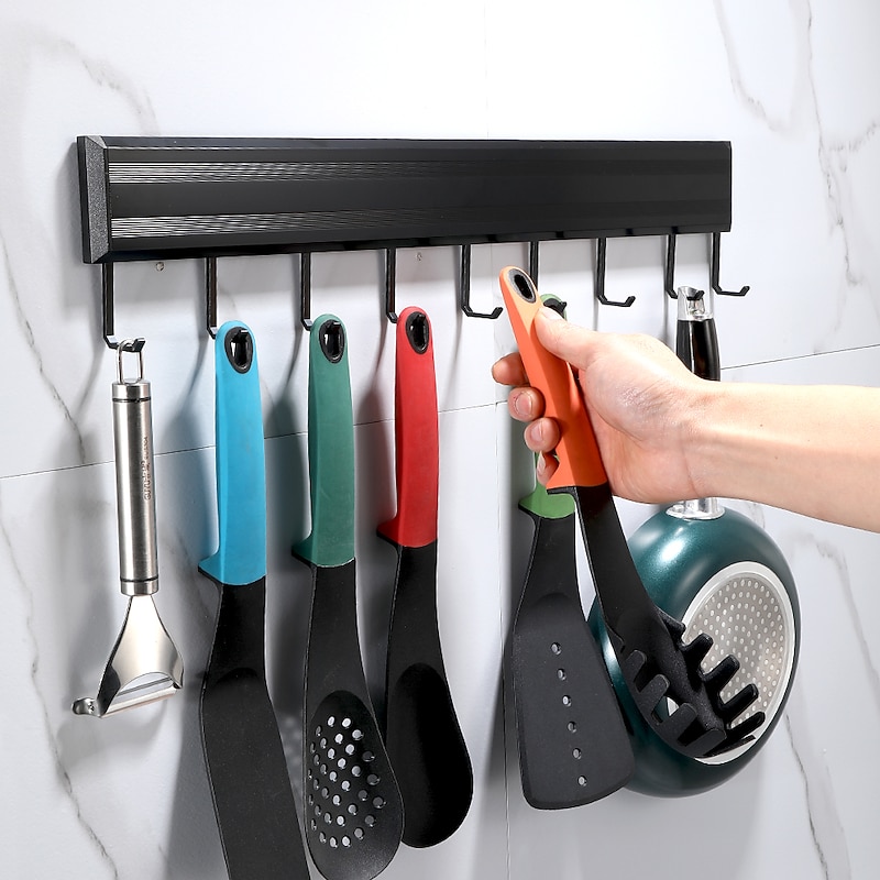 Bathroom Towel Rack Kitchen Hanger Multi Size Black Matt New Multi Hook3