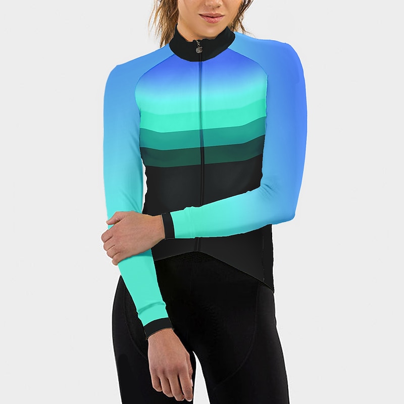 Women's Cycling Jersey Gradient Long Sleeve Bike Jersey Top with 3 Rear Pockets Mountain Bike MTB Road Bike Cycling Quick Dry Reflective Strips Back Pocket Moisture Wicking Sports Black Yellow Red3