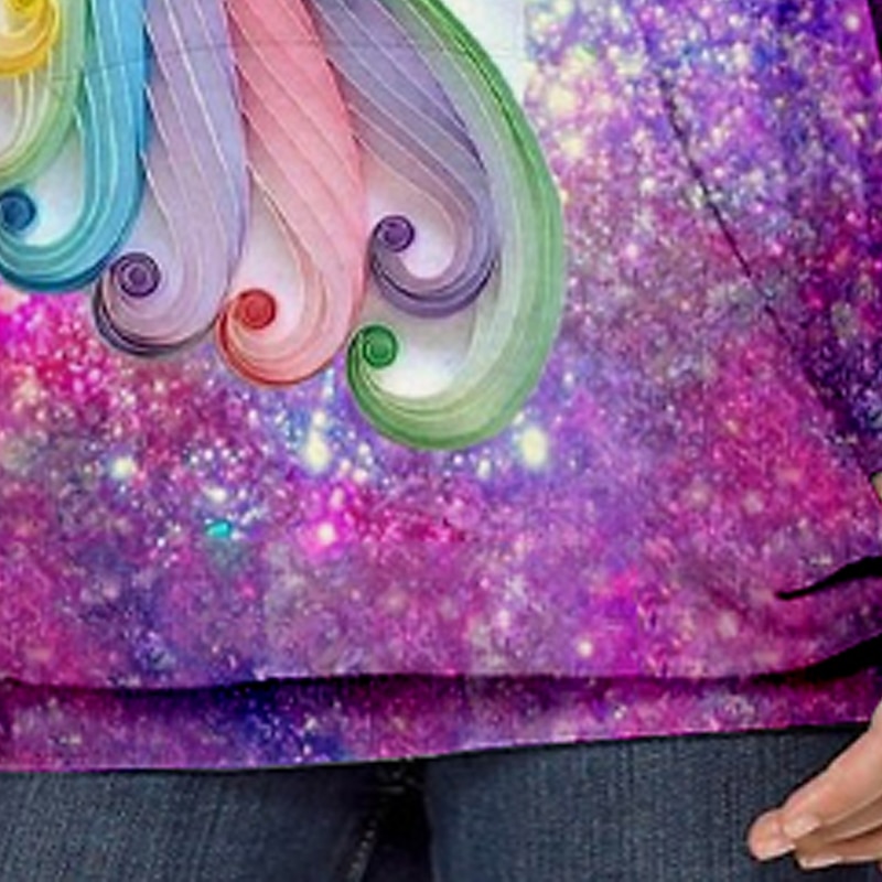 Kids Girls' Hoodie Long Sleeve 3D Print Unicorn Animal Pocket Purple Children Tops Fall Winter Fashion Streetwear Adorable Daily Indoor Outdoor Regular Fit 3-13 Years2