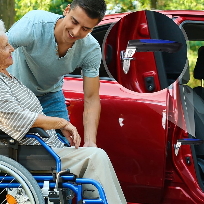 Vehicle Support Handles Automotive Door Assist Handles Elderly Car Assist Handles with Window Breaker for Elderly and Handicapped Compatible for Most Cars Black3