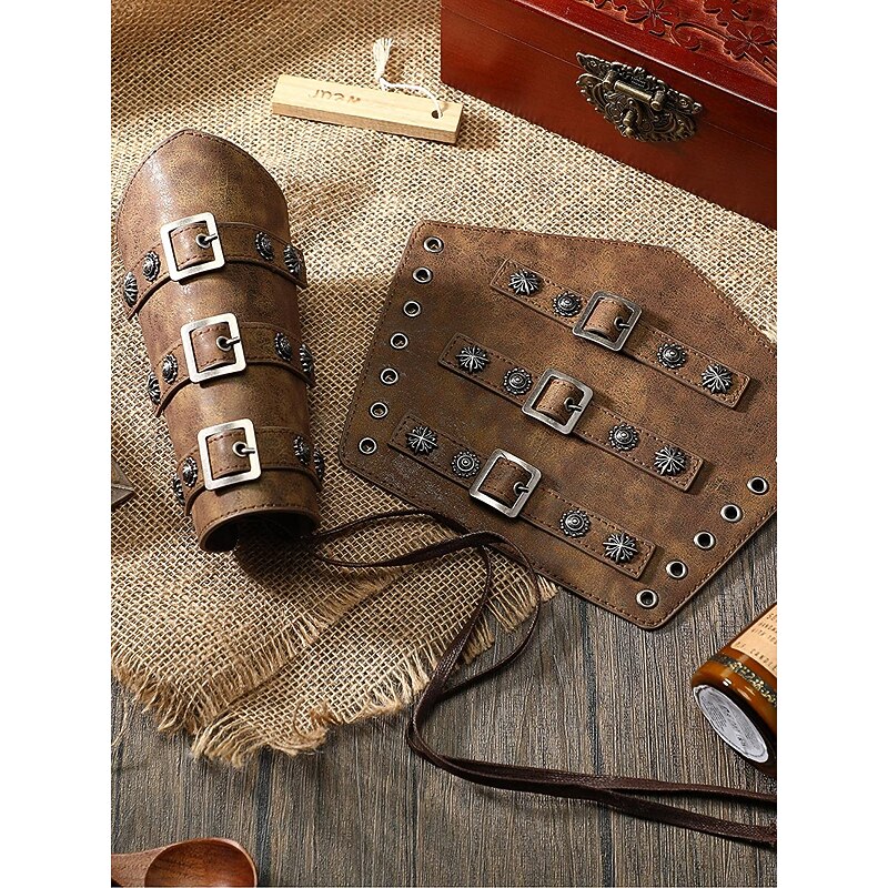 Knight Ritter Plague Doctor Punk & Gothic Medieval Steampunk 17th Century Masquerade Wristband Men's Women's Costume Vintage Cosplay Party Wrist Brace Carnival2