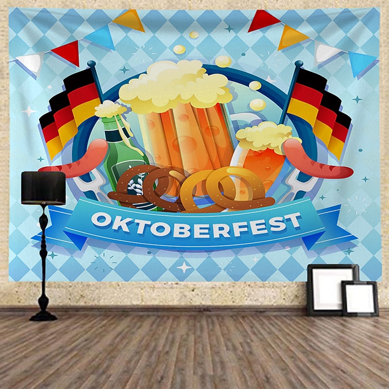 Oktoberfest Beer Large Wall Tapestry Art Decor German Bavarian Blanket Curtain Hanging Home Bedroom Living Room Decoration Polyester3