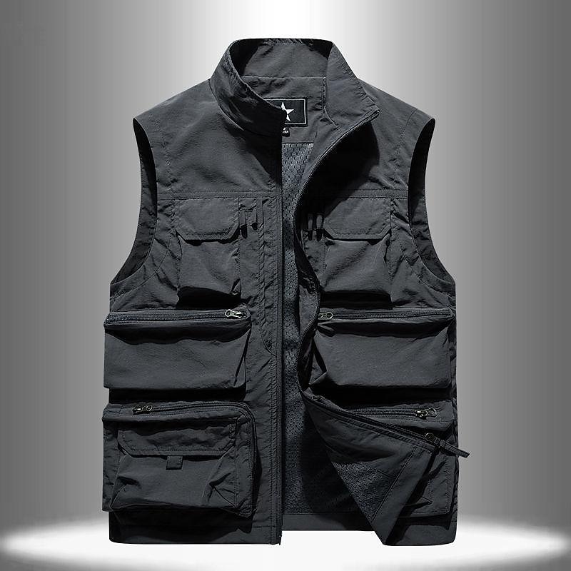 Men's Fishing Vest Hiking Vest Vest / Gilet Top Outdoor Breathable Water Resistant Quick Dry Lightweight Black Grey khaki Climbing Camping / Hiking / Caving / Military / Multi Pockets2