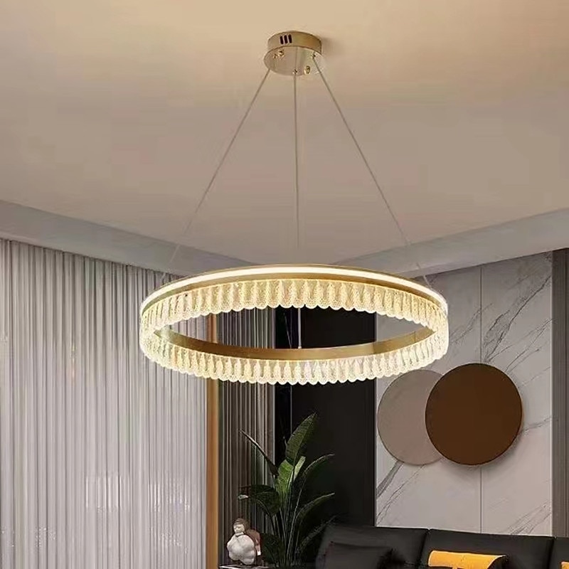 New Crystal Living Room Chandelier Modern Simple Circular Master Bedroom Lamp Creative Dining Room Lamp