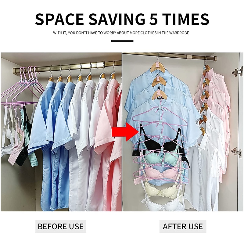 30 PCS Mini Clothes Hanger Connector Hooks Plastic Cascading Organizer Rack Space Saving for Closet3