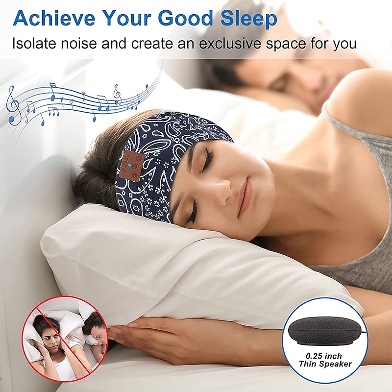Sleep Headphones, Bluetooth Headband Headphones with HD Speakers and Mic Perfect for Side Sleepers Sleeping Calling Jogging Yoga Workout Gift Ideas-Unisex2