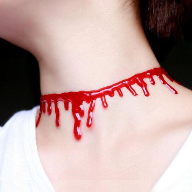 Cut Bloody Necklaces Halloween Props Jewelry Irregular Bloodstained Necklaces Halloween Creative Necklaces4