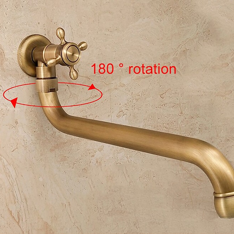 Antique Copper Outdoor Faucet Lengthened Single Cold Faucet Mop Pool Outdoor Wall-mounted Faucet Rotatable3