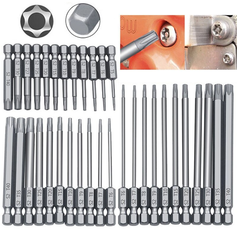 50-75-100mm Hollow Plum Blossom Lengthened S2 Batch Head Hexagon Shank Screwdriver Bit Screwdriver Set