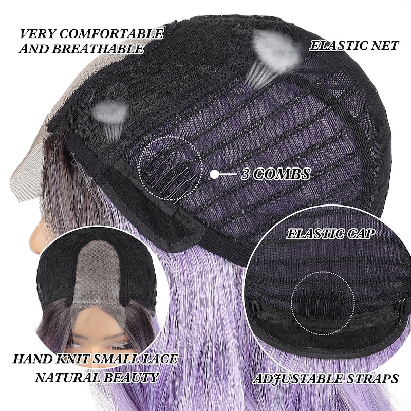 Synthetic Wig Curly Middle Part Machine Made Wig 14 inch 4-30# R4576# T613-orange# F2-22# R4578# Synthetic Hair 14 inch Women Fashionable Design Soft Party Purple Green Gray / Daily Wear3