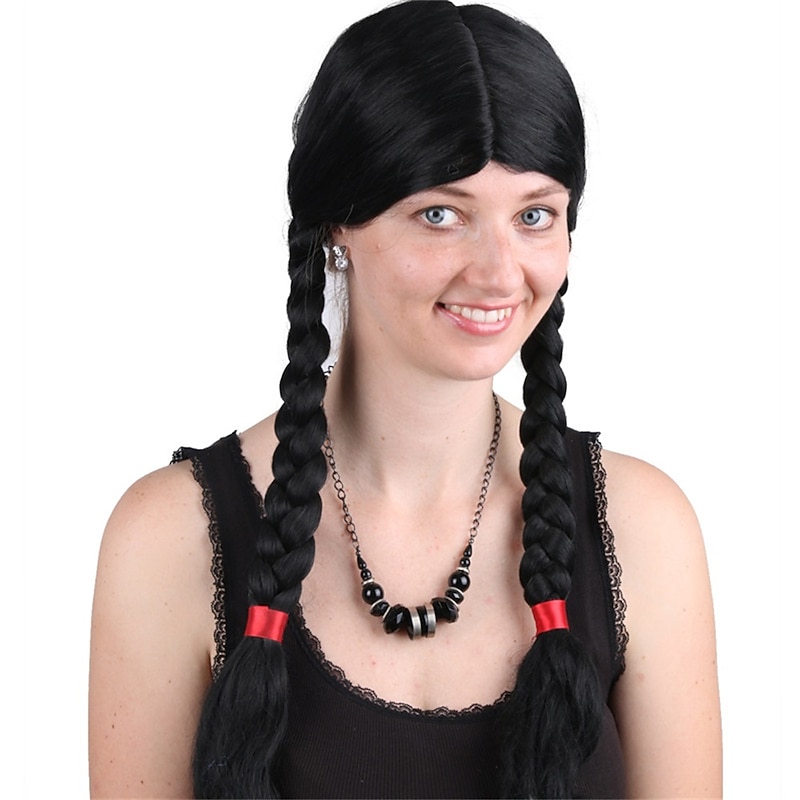 Black Double Twist Braid European and American Wigs Exquisite and Natural Workmanship Halloween Wigs