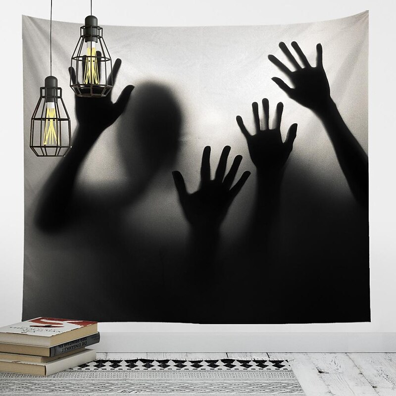 Halloween Party Wall Tapestry Art Decor Blanket Curtain Hanging Home Bedroom Decoration Polyester Ghost Horror Shadow Halloween Decorations3