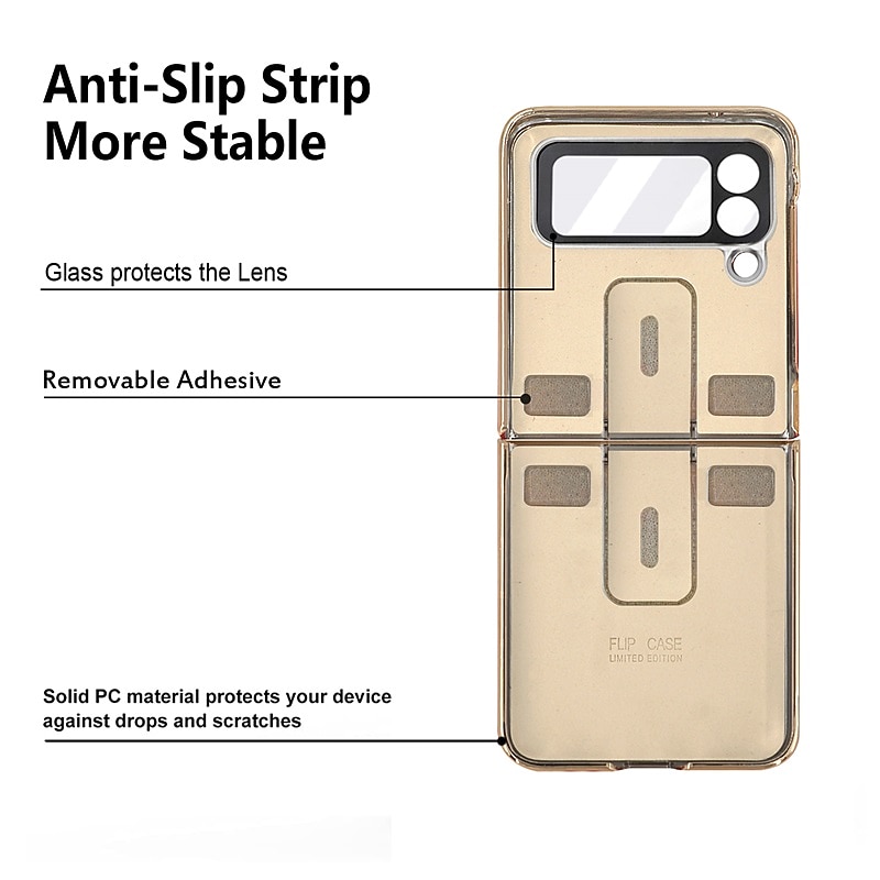 Phone Case For Samsung Galaxy Z Flip 5 Z Flip 4 Z Flip 3 Back Cover Portable Fashion Full Body Protective Solid Colored PC PU Leather2