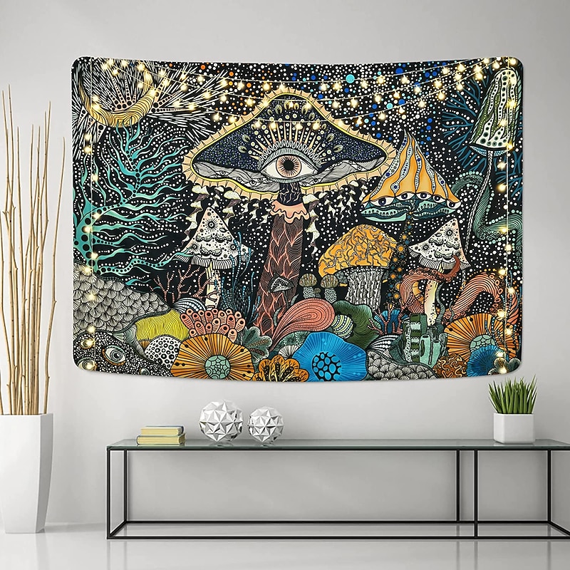 Mushroom Tapestry Burning Sun Tapestries Hippie Eyes Tapestry Mandala Vines Tapestry Moon Phase Tapestry Wall Hanging For Room2