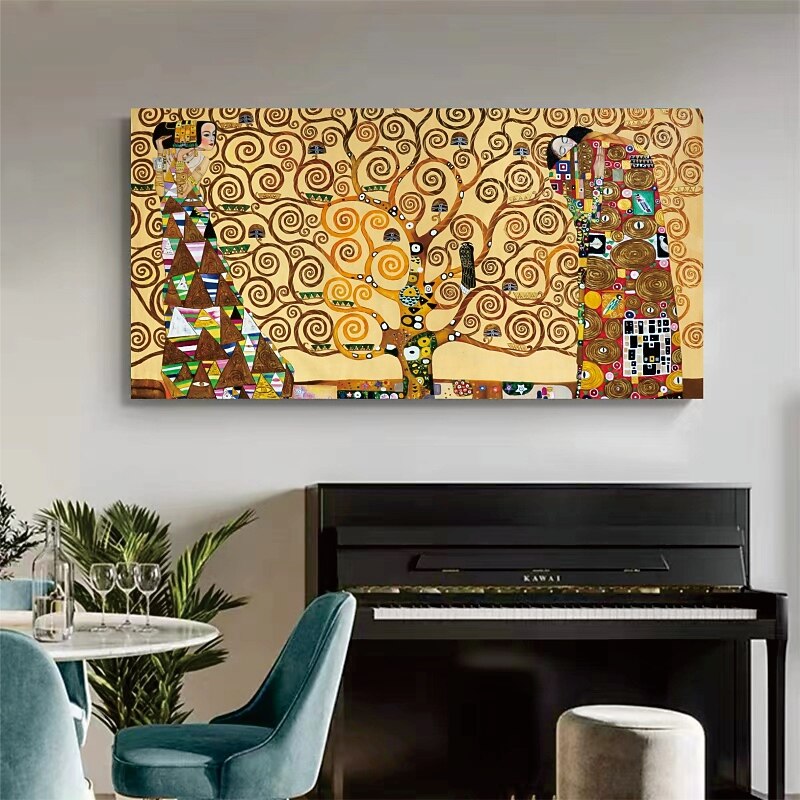 Handmade Hand Painted Klimt Oil Painting Wall Art Famous The Tree of Life Painting Home Decoration Decor Rolled Canvas No Frame Unstretched4