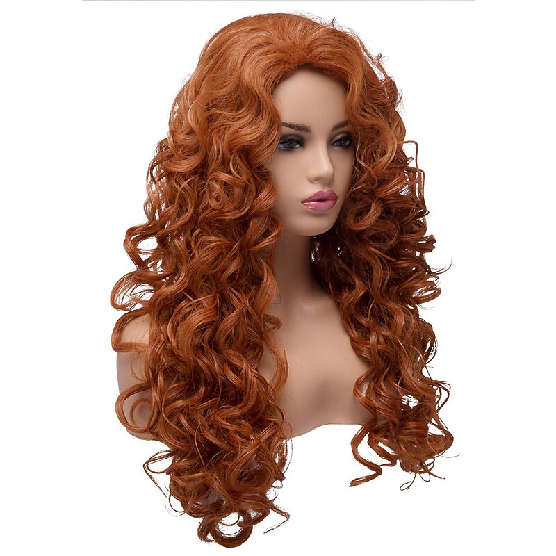 Long Fox Red Hair Curly Wavy Full Head  Wigs for Women Cosplay  Party Hairpiece Halloween Wigs2