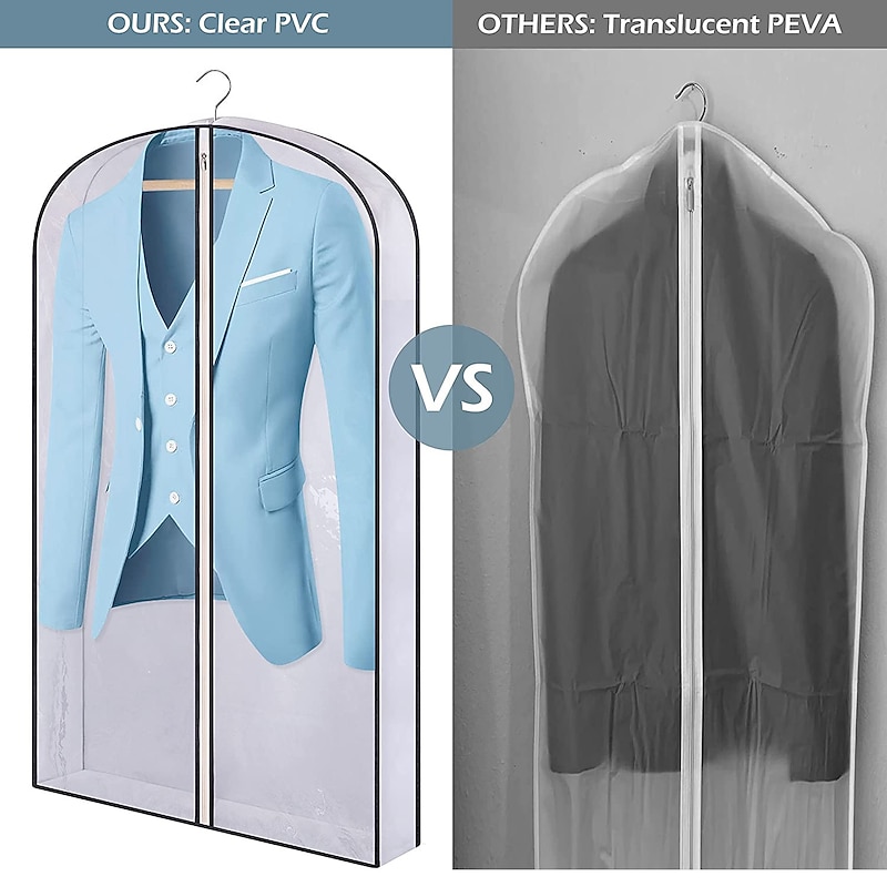 2PCS Clothing Dust Covers Suit Bag Garment Dress Suit Coat Protector Dust Cover For Clothes Organizer Wardrobe Storage Bags