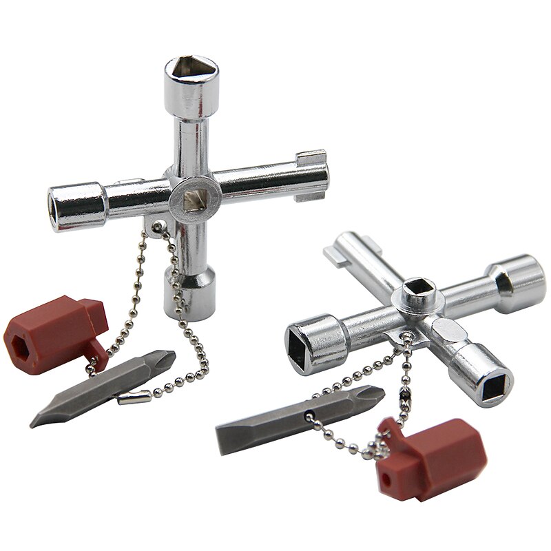 4 In 1 Cross Key Wrench Multifunctional Universal Triangle Train Electrical Elevator Cabinet Door Plumber With Accessories