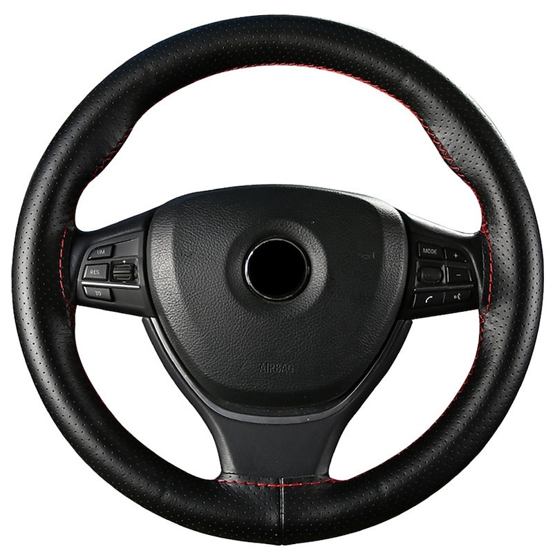 1 PCS Leather Car Steering Wheel Cover Breathable Universal Fit For 15"~15"1/22