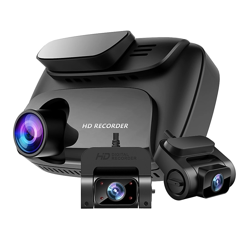 3 Channel Dash Cam 1080P Front1080P Interior1080P Rear Triple Dash Camera IR Night Vision Built-in GPS Parking Mode Motion Detection G-Sensor Support