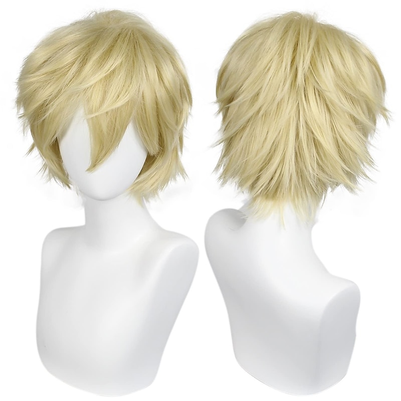 Short Blonde Men's Cosplay Wig for Christmas Event Party Halloween Wigs