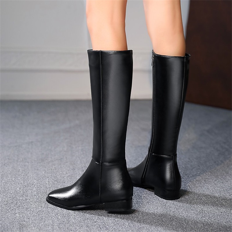 Women's Black Knee-High Faux Leather Riding Boots – Elegant Equestrian Style for Casual and Formal Wear4