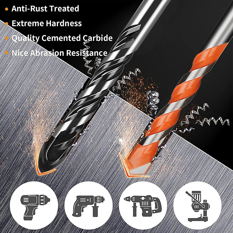 6-12mm Multifunctional Glass Metal Tile Drill Bit Triangle Diamond Drill Set Ceramic Concrete Brick Wood Punching Hole Saw Drill2