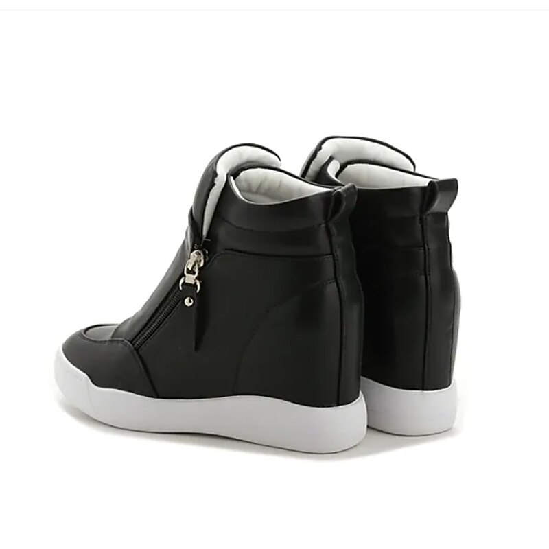 Women's High-Top Wedge Ankle Boots with Side Zipper – Casual Sporty Faux Leather Boots for Everyday Wear3