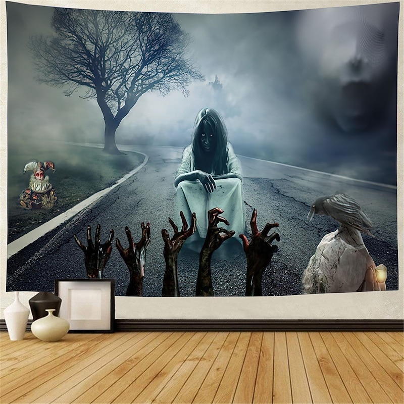Halloween Horror Hanging Tapestry Wall Art Large Tapestry Mural Decor Photograph Backdrop Blanket Curtain Home Bedroom Living Room Halloween Decorations