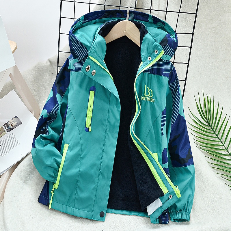 Boys' 3D Camo Jacket Long Sleeve Fall Winter Cool Sport Kids 3-13 Years Vacation Sport Regular Fit