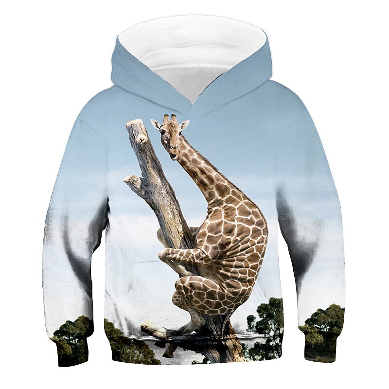 Boys 3D Animal Giraffe Hoodie Long Sleeve 3D Print Fall Winter Active Sports Fashion Polyester Kids 3-13 Years Outdoor Daily Indoor Regular Fit2