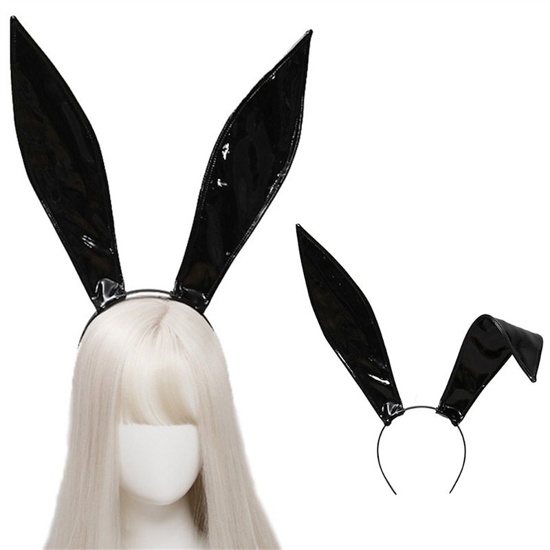 Leather Rabbit Ears Headband Handmade Sexy Bunny Ears Hairband Easter Halloween Cosplay Props Theme Hair Accessories3