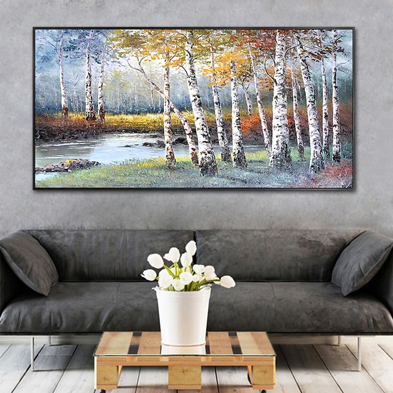 Mintura Handmade Oil Paintings On Canvas Wall Art Decoration Modern Abstract Tree Landscape Picture For Home Decor Rolled Frameless Unstretched Painting4