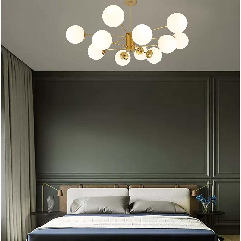 12 Heads Pendant Light Nordic Chandelier Sputnik Design Modern Gold Glass Shade Metal Painted Finishes 110-120V 220-240V2
